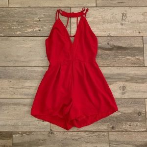 Red Zip-Up Romper